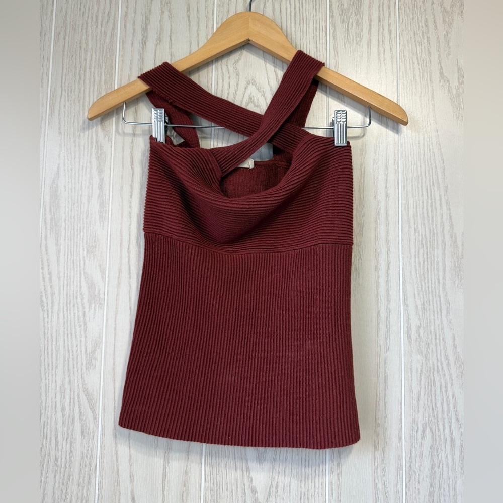 The General Good Rust Ribbed Cross Back Sweater Knit Tank Top Size S